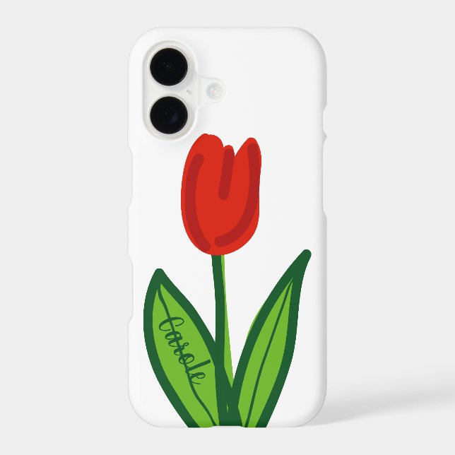 Modern red tulip vector art design iPhone case (Back)