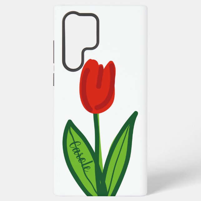 Modern red tulip vector art design samsung galaxy case (Back)