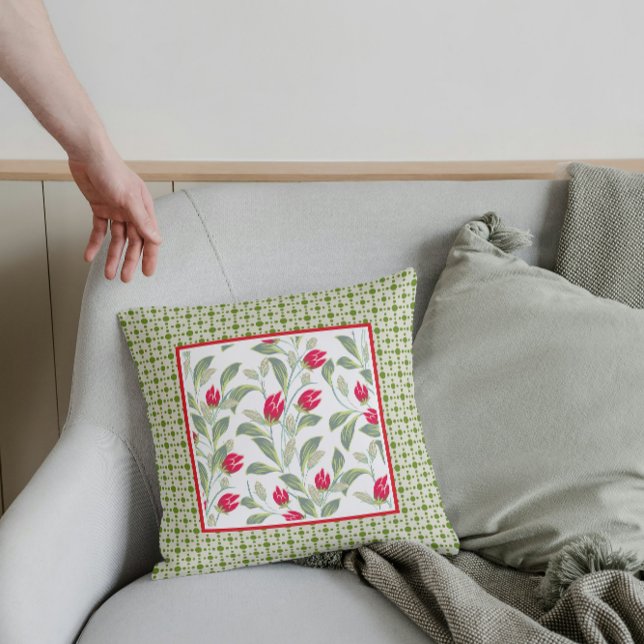 Modern Red Tulips  Throw Pillow (Creator Uploaded)