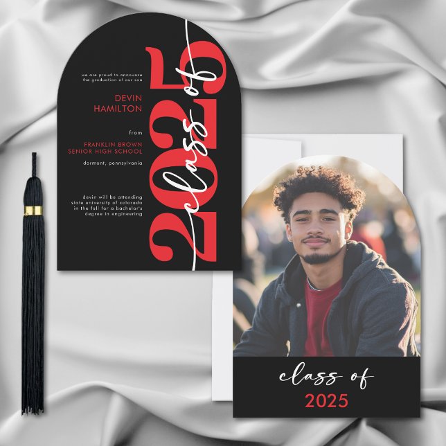 Modern Red Typography Arch Grad Announcement (Creator Uploaded)