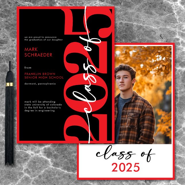 Modern Red Typography Graduation Announcement (Modern Red Typography Graduation Announcement)