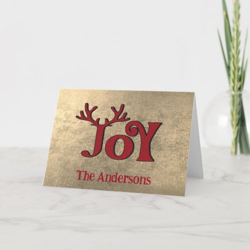 Modern  Red typography joy non photo Holiday Card