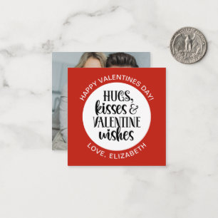 Modern Red Valentine Hugs Kisses Photo Note Card