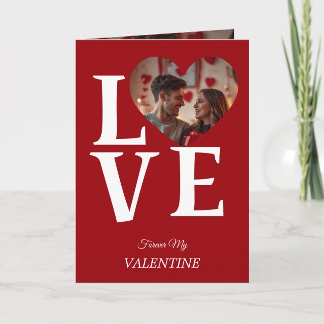 Modern Red Valentine’s Day Photo Card (Front)