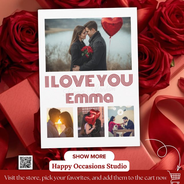 Modern Red Valentine’s Day Photo Card – 4 Photos (Creator Uploaded)
