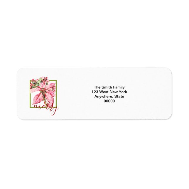 Modern Red Vintage Merry Poinsettia Holiday Label (Front)
