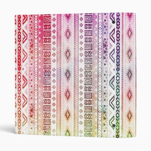 Modern Red Watercolor Aztec Andes Tribal Pattern Binder