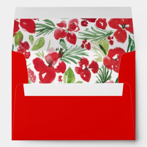 Modern Red Watercolor Christmas Design Envelope