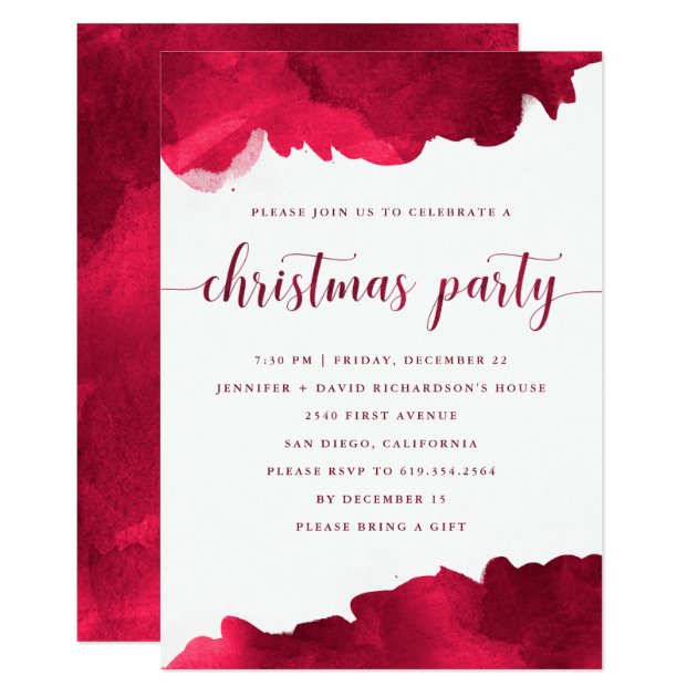 Modern Red Watercolor | Christmas Party Invitation
