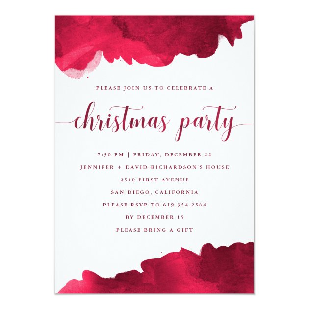 Modern Red Watercolor | Christmas Party Invitation
