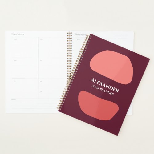 Modern Red Watercolor Personalize  Planner