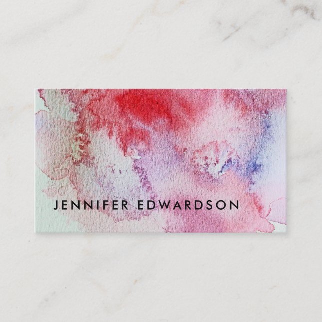 Modern red watercolor splatter professional business card (Front)