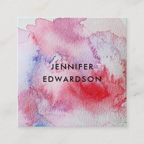 Modern red watercolor splatter professional square business card