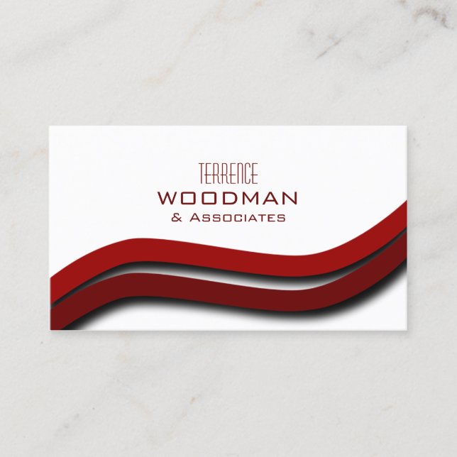 Modern Red Wave Business Card Template (Front)