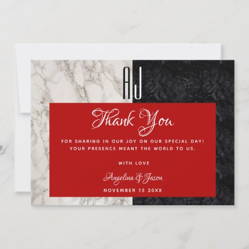 Modern Red Wedding Thank You Card