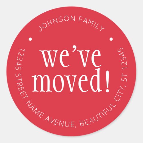 Modern Red Weve Moved Chic New Address Label