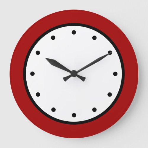 Modern Red White And Black Minimalist Large Clock