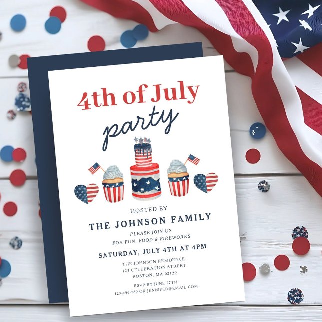 Modern Red White And Blue 4th Of July Party Invitation (Modern Red White And Blue 4th Of July Party Invitation)