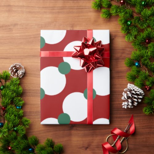 Modern Red White and Green Christmas Garland Wrapping Paper