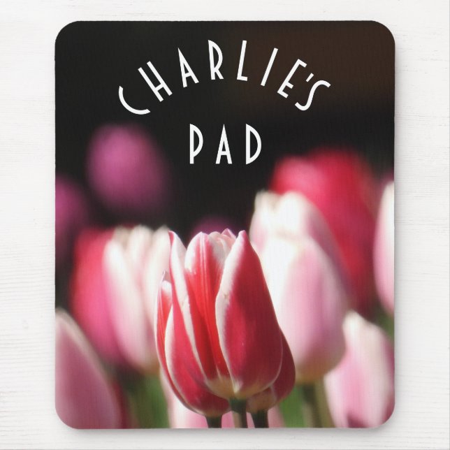 Modern Red, white and Pink Tulips Mouse Pad (Front)