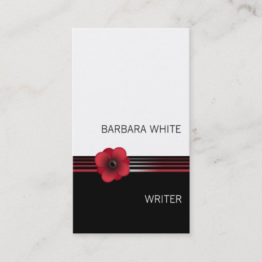 Customizable Modern red white black Floral flower business card