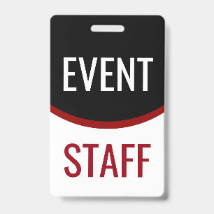 Modern Red White Black Modern Event Staff Badges