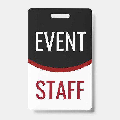 Modern Red White Black Modern Event Staff Badges