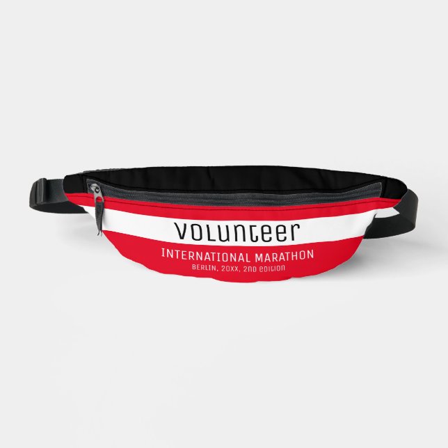 Modern Red White Black Volunteer Ptomotional Fanny Pack (Front)