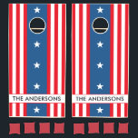 Modern Red, White & Blue 4Th July Monogram Name  Cornhole Set<br><div class="desc">Modern Red,  White & Blue 4Th July Monogram Name Cornhole Set.</div>