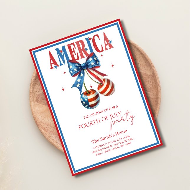 modern Red White &Blue 4th of July Party Invitation (Creator Uploaded)