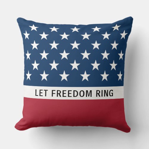 Modern Red White Blue American Flag Stars Stripes Throw Pillow