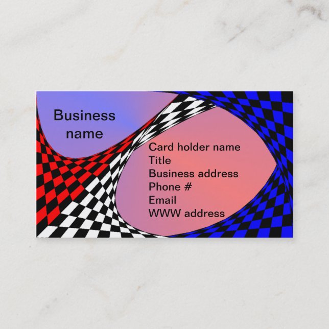 Modern Red/White/Blue Checker by Kenneth Yoncich Business Card (Front)
