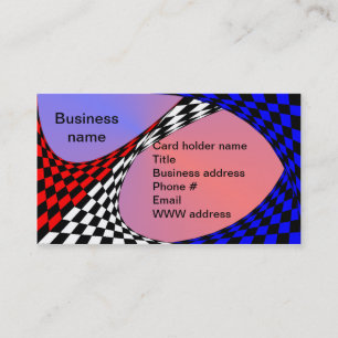 Modern Red/White/Blue Checker by Kenneth Yoncich Business Card