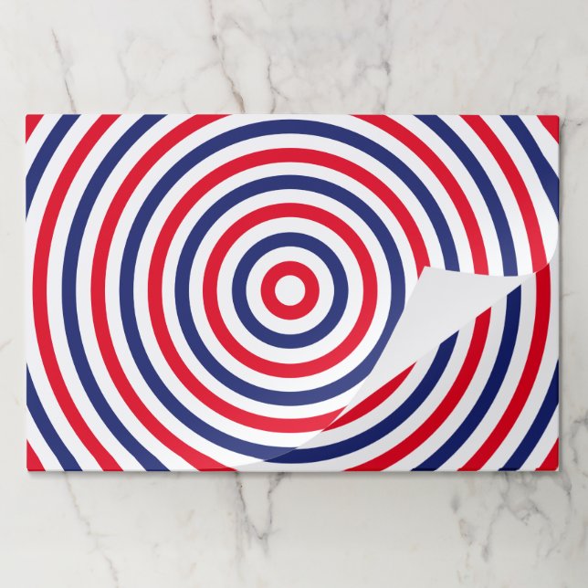 Modern red white blue circular stripes placemats (Folded)