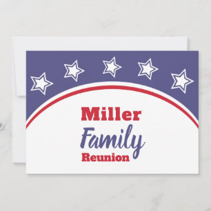 Modern Red White Blue Family Reunion Invitation