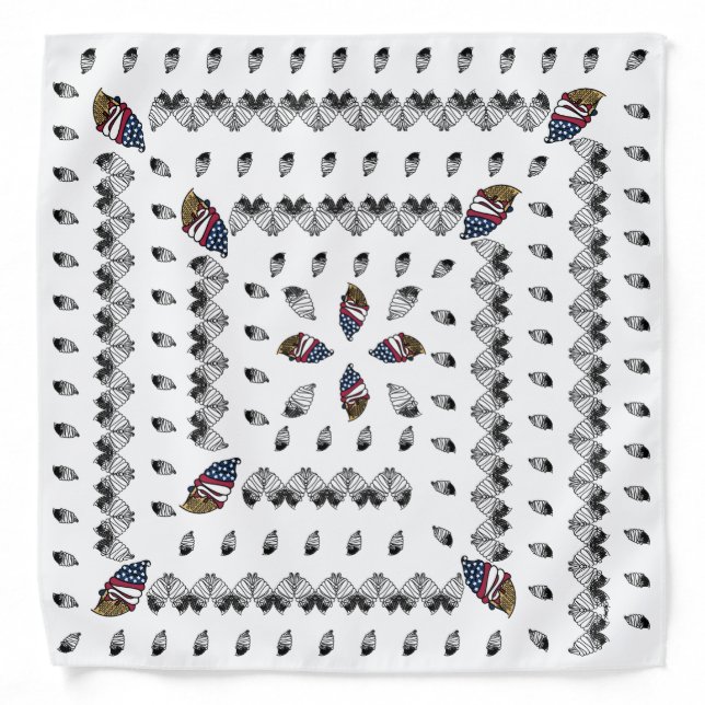 Modern Red White Blue Ice Cream Cone Spiral Bandana (Front)