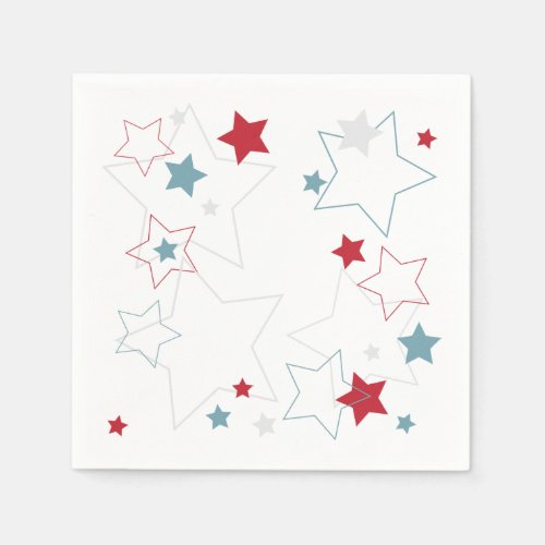 Modern Red White  Blue Patriotic Stars Napkins