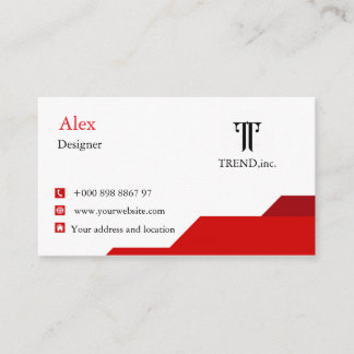Modern Red & White Business Card 
