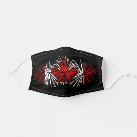 Modern Red White Canada Flag Maple Leaf Fireworks Adult Cloth Face Mask (Front, Unfolded)