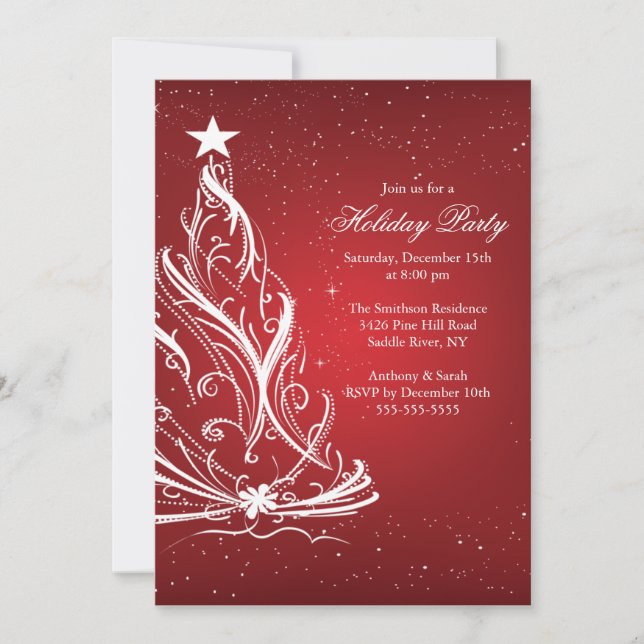 Modern Red & White Christmas Holiday Party Invitation (Front)