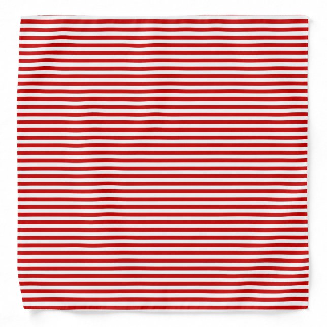 Modern Red & White Christmas Lines Pattern Bandana (Front)