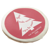 Modern Red White Christmas Tree Your Name Holiday Sugar Cookie (Angled)