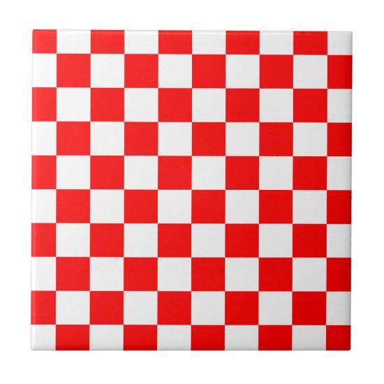 Modern Red White Croatian Checkerboard Pattern Ceramic Tile