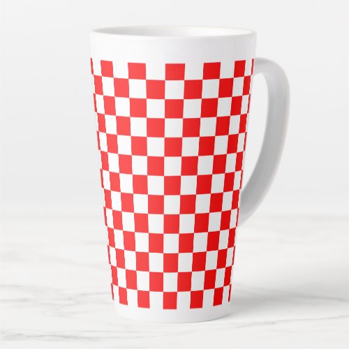 Modern Red White Croatian Checkerboard Pattern Lat Latte Mug