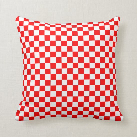 Modern Red White Croatian Checkers Throw Pillow