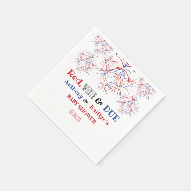 Modern Red White & Due 4th July Baby Shower Napkins (Corner)