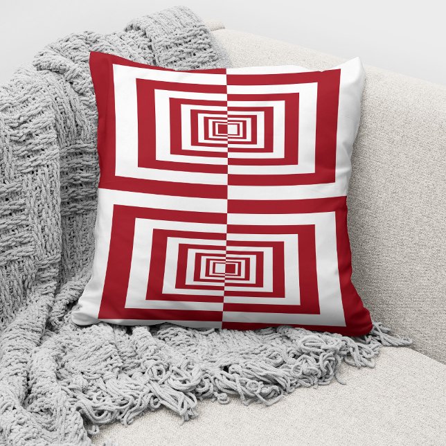 Modern Red White Geometric Throw Pillow (Creator Uploaded)