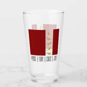 Modern Red White Gold Cat Christmas Glass