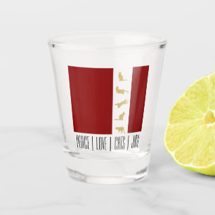Modern Red White Gold Cat Christmas Shot Glass
