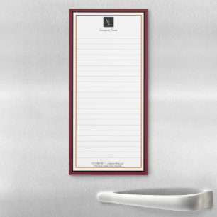 Modern Red White Gold with Business Logo Magnetic Notepad